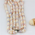 Snh 8-9mm A Grade 3 Rows Multicolor Pearl Necklace Wholesale